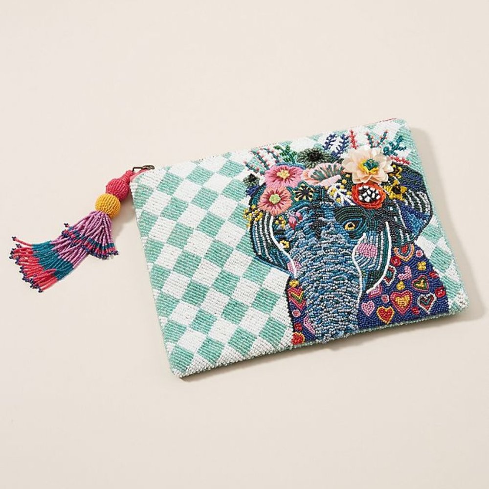 ELEPHANT EMBELLISHED / Beaded Pouch